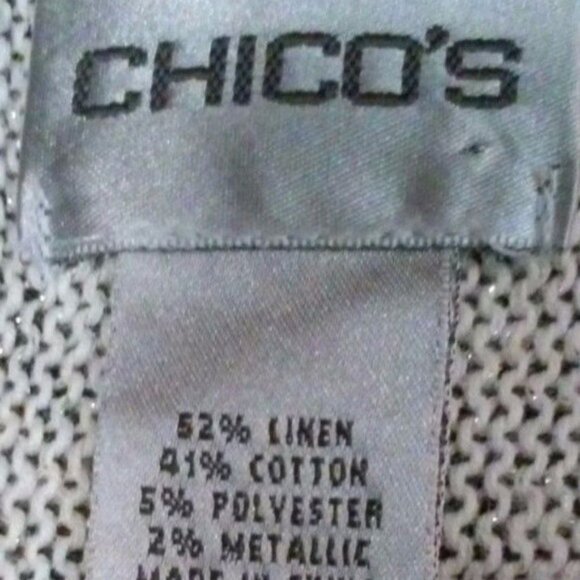 Chicos Open Cardigan Metallic Shimmer Linen Blend 3/XL - Picture 3 of 3